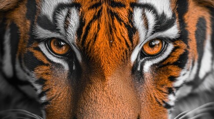 Create an image focusing on the eyes of a red tiger, emphasizing their vivid color and sharpness.