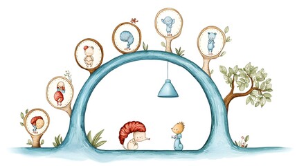 Fototapeta premium Fetal Development Timeline, a detailed illustration showcasing stages from conception to birth, highlighting key milestones in growth and formation.