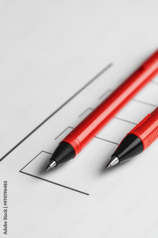 Poster red marker and pen on plain checklist, creating sense of organization and readiness. this image capt