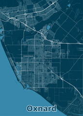 Oxnard, California, USA artistic blueprint map poster