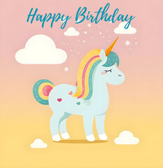 Fototapeta premium HAPPY BIRTHDAY FROM YOUR LITTLE UNICORN