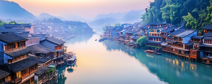 The mystical Fenghuang Ancient Town, with its stilted houses over the Tuojiang River