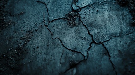Obraz premium Close-up of cracked surface showcasing intricate textures and shadows, ideal for backgrounds and artistic projects.