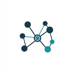 Obraz premium A minimalist logo design of endorphin molecules featuring interconnected circles in shades of teal and dark blue