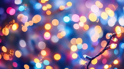 Defocused background of twinkling Christmas lights creating a festive atmosphere