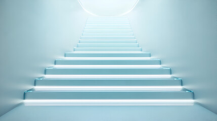 Futuristic Staircase with Glowing Steps - Modern Architecture and Interior Design