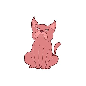 cartoon grumpy little dog