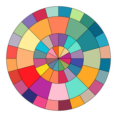 Obraz premium Colorful vector design of a color wheel, isolated on white background, showing the rainbow spectrum and color palette for design and art