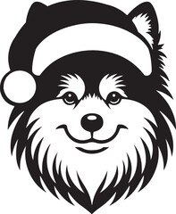 Merry Christmas Santa Cute dog silhouette vector design