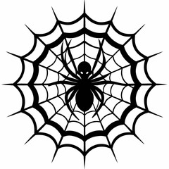 Obraz premium spider on web silhouette vector illustration 