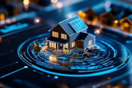 New Jersey AI Real Estate and Digital Listings depicted in a futuristic scene, showcasing personalized home-buying experiences through digital tools