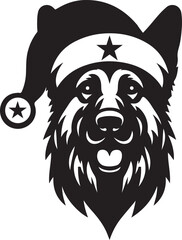 Merry Christmas Santa Cute dog silhouette vector design