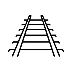 Railroad Tracks Perspective in Black and White Vector Illustration