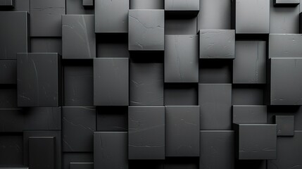 Black cubes. Black abstract geometric background with cubes