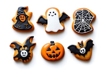 Obraz premium Halloween cookies lying on white background