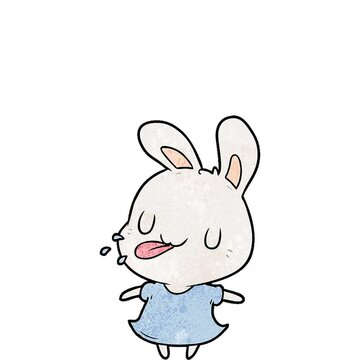 cute cartoon rabbit blowing raspberry
