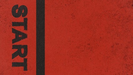 Image 8K illustration of pulsing start line training club stadium brown clay running track. Beginning exercise, training, business concept copy space text banner