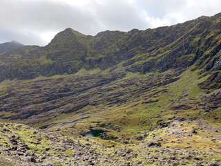 Walking route up Mount Brandon from Fafa car park, Cloghane, Dingle Peninsula, Ireland