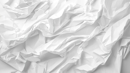 Obraz premium Crumpled white paper texture with visible wrinkles and folds, versatile background