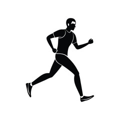Dynamic man running black silhouette vector illustration perfect for fitness and athletic designs
