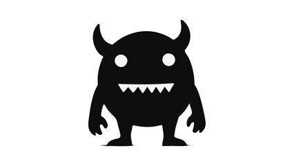 simple cartoon monster black vector illustration