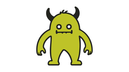 green monster with horns and funny face 