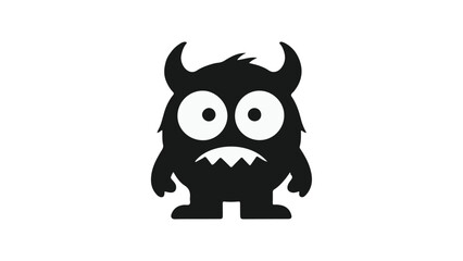circle sad cute monster with horns