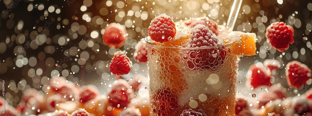 Poster raspberry fizz: a refreshing summer drink