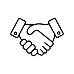 A graphic representation of a handshake symbolizing agreement or partnership.
