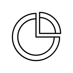 A minimalist line drawing of a pie chart illustrating data representation.