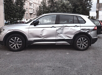 SUV car is beaten of left side