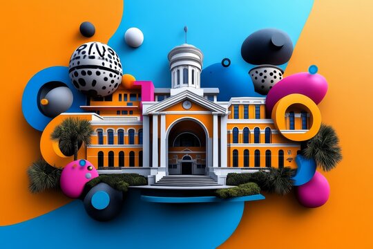 Savannah Education System represented in an abstract design, showcasing local public schools and higher education institutions like SCAD (Savannah College of Art and Design)