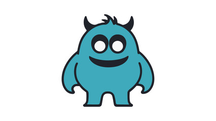 blue cute monster illustration with smiling face