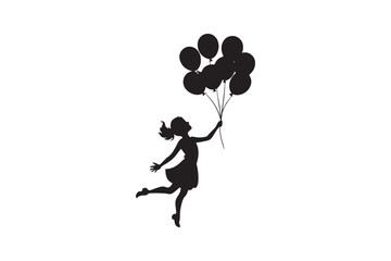 Silhouette of a child holding a balloon