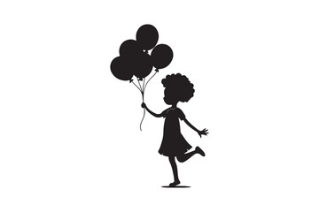 Silhouette of a child holding a balloon