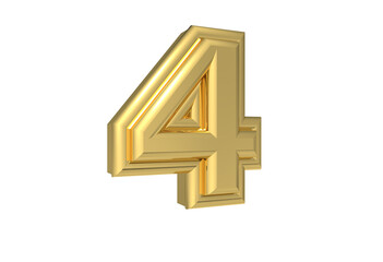 Number 1 3D render collection with color gold left