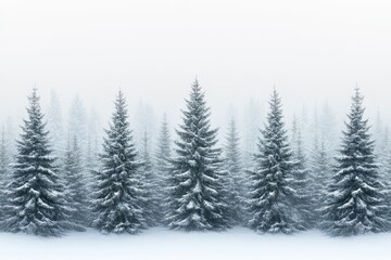 Serene Winter Landscape with Snow-Covered Pine Trees