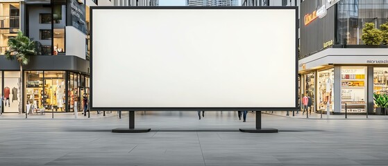 A blank billboard in an urban setting, showcasing potential advertising space in a modern city environment.