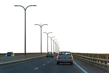 Traffic on a highway on transparent background. PNG file