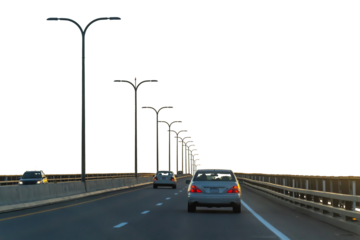 Traffic on a highway on transparent background. PNG file