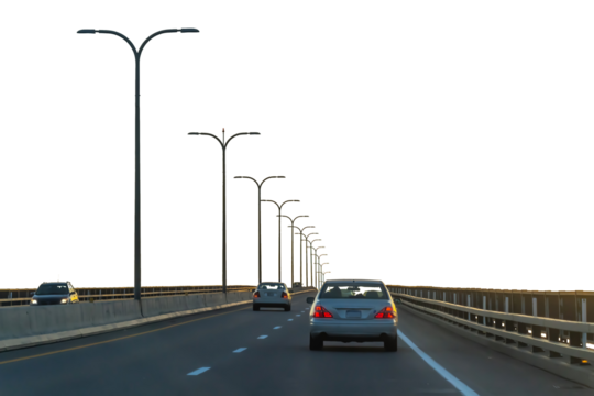 Traffic on a highway on transparent background. PNG file