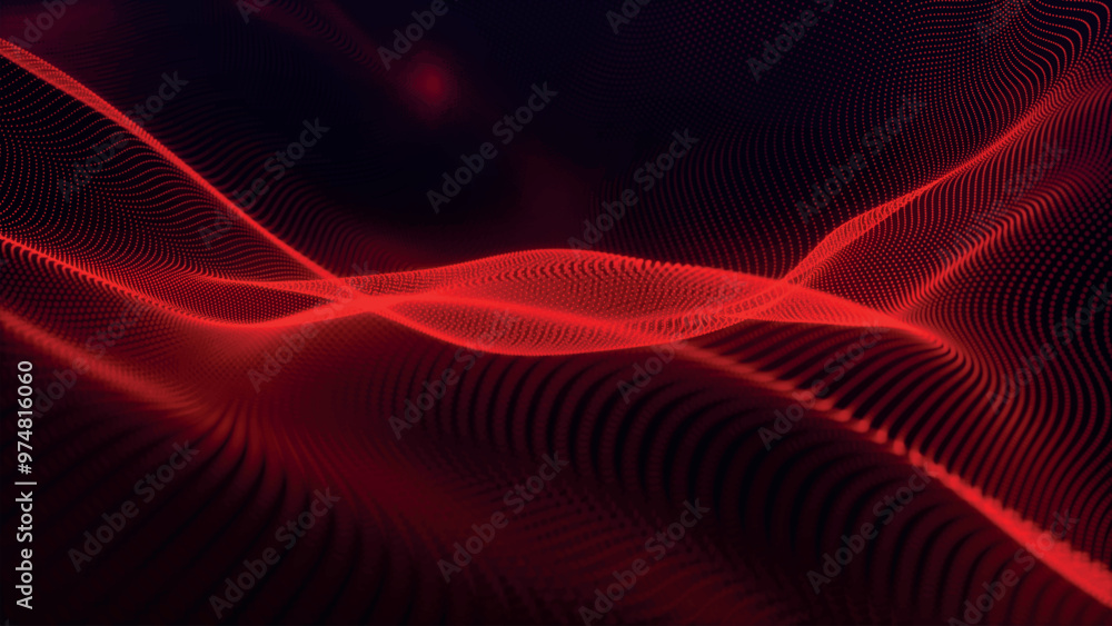 Poster futuristic point wave of particles. visualization of sound waves. technology or science banner. abst