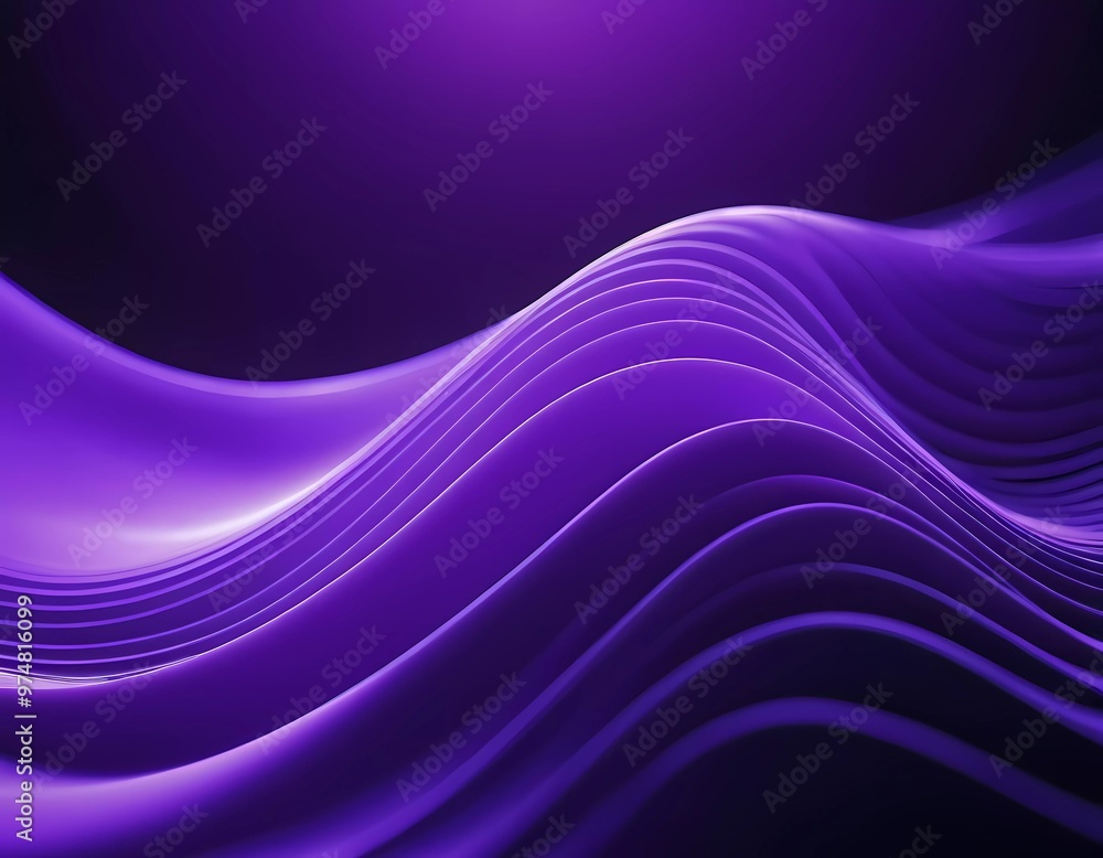 Poster soft, flowing 3d waves form an abstract pattern in rich shades of purple and violet, evoking a sense