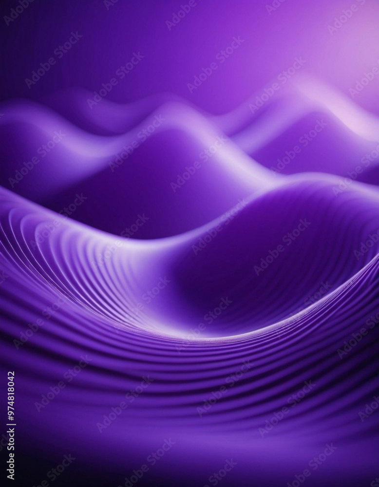 Poster soft, flowing 3d waves form an abstract pattern in rich shades of purple and violet, evoking a sense