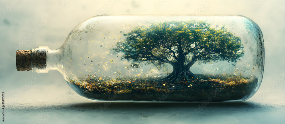 Poster a bottle with a tree inside of it