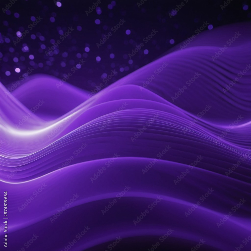 Poster soft, flowing 3d waves form an abstract pattern in rich shades of purple and violet, evoking a sense