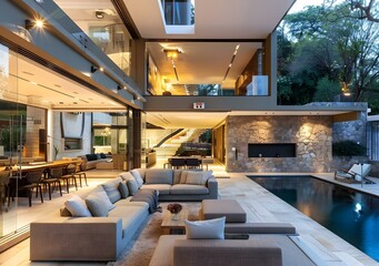 Fototapeta premium Modern Home With Pool And Patio