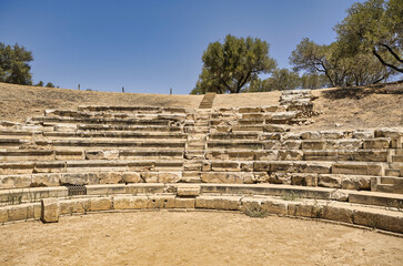 Landscape with ruins of Ancient Roman theatre in Aptera