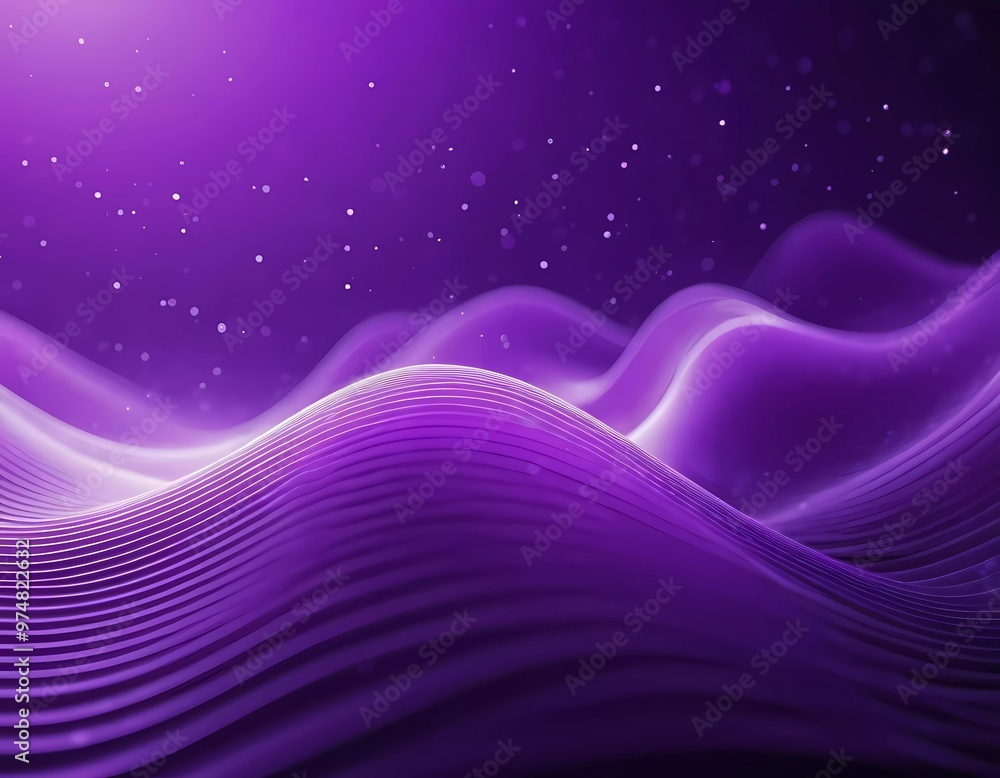 Poster soft, flowing 3d waves form an abstract pattern in rich shades of purple and violet, evoking a sense