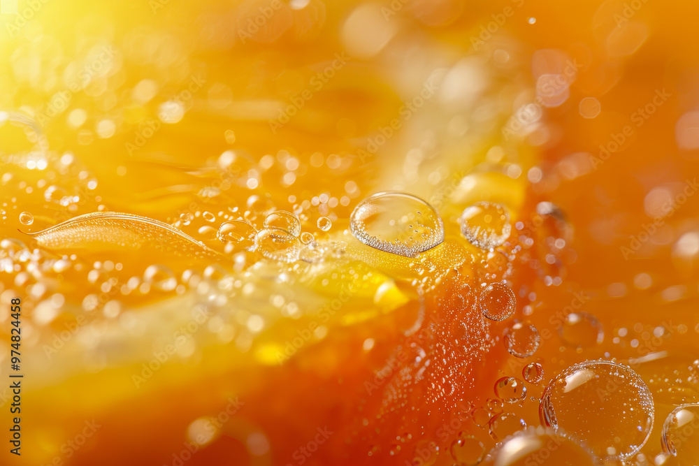 Sticker A close up of an orange with water droplets on it